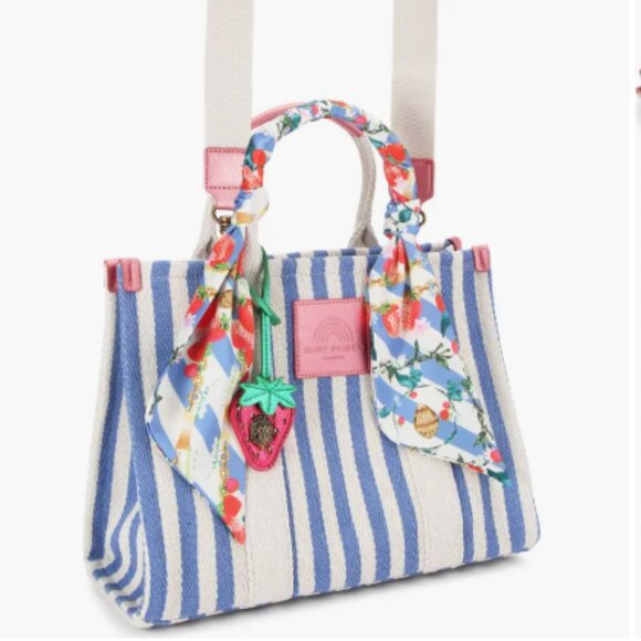 Kurt Geiger Blue and White Striped Crossbody Bag - Picture 4 of 6